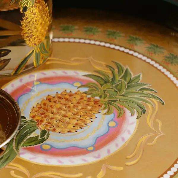 Gold Pineapple Round Serving Tray