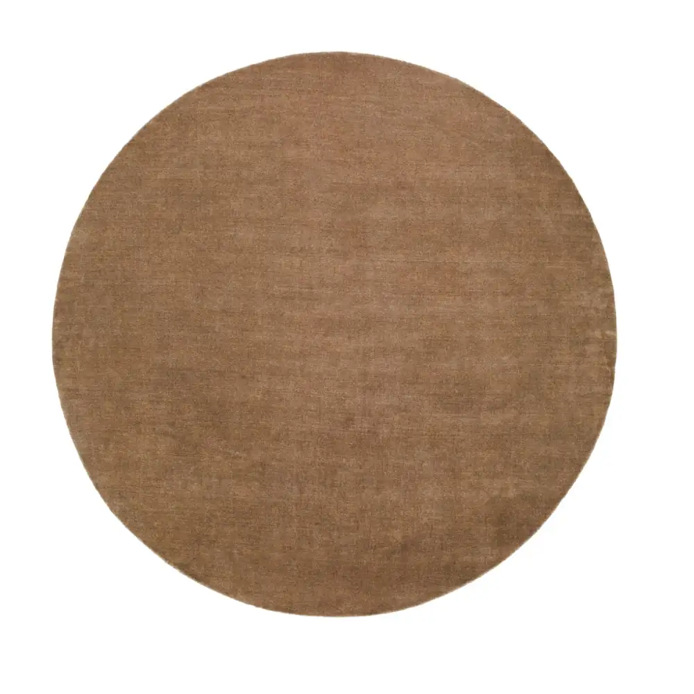 Hand-Loomed Wool Fringe Round Carpet