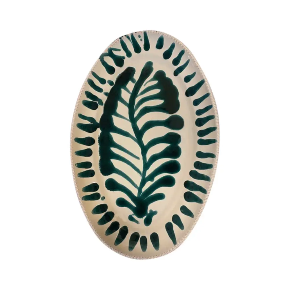 Oval Coastal-Inspired Ceramic Serving Platter