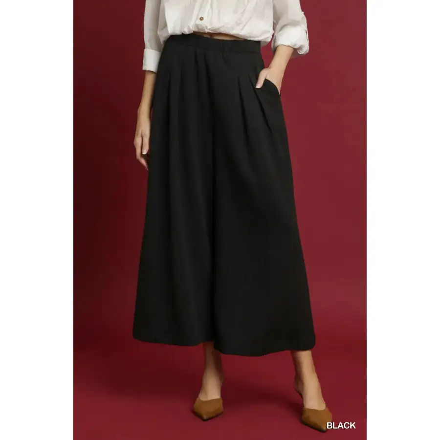 Elastic Waist Wide Leg Pants