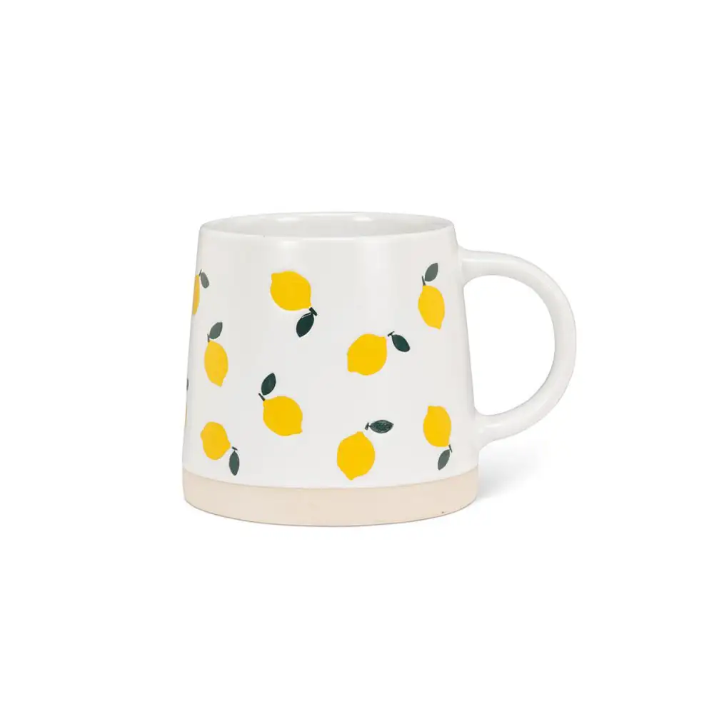 Wide Base Lemons Stoneware Mug