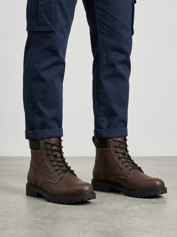 Unisex Modern Leather Tactical Print Work Boots