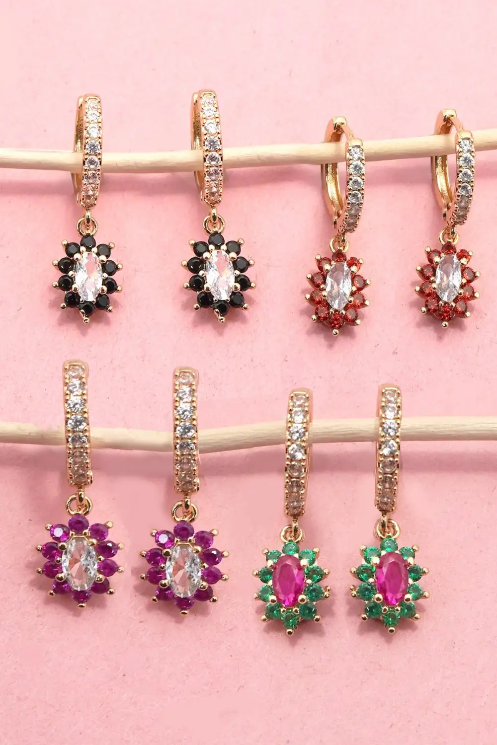Sparkling Floral Bloom Crystal Huggie