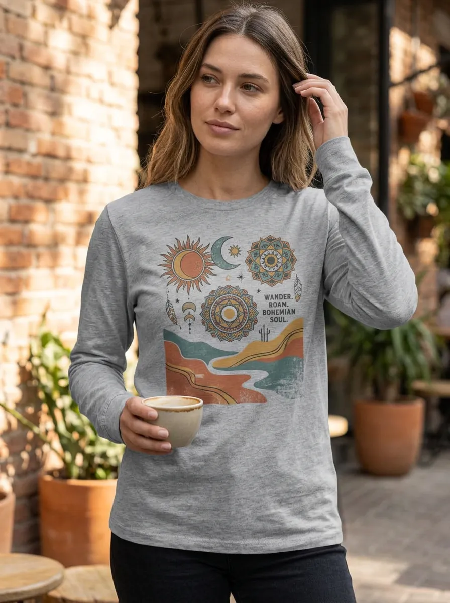 Bohemian Soul Sun T-Shirt Casual