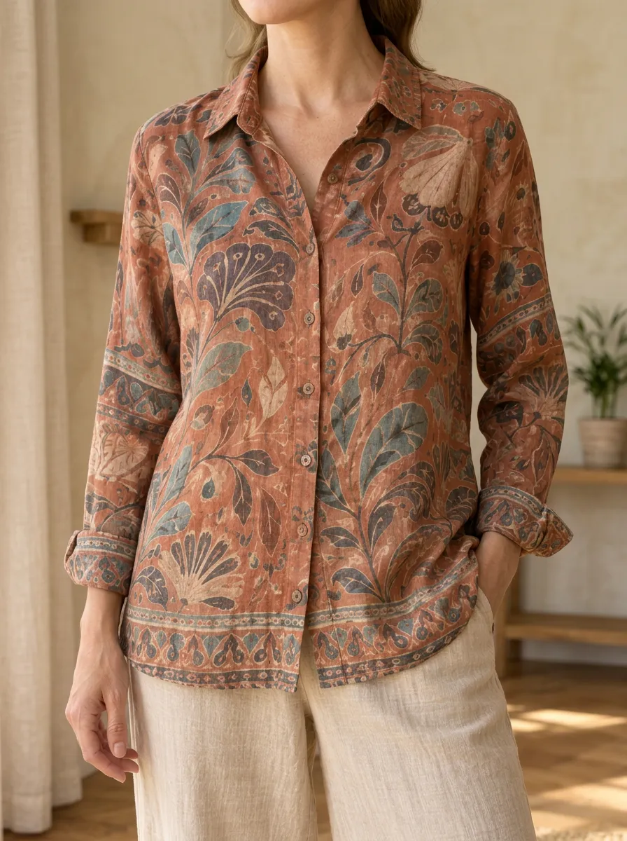 Women's Garden Vintage Botanical Floral Shirt