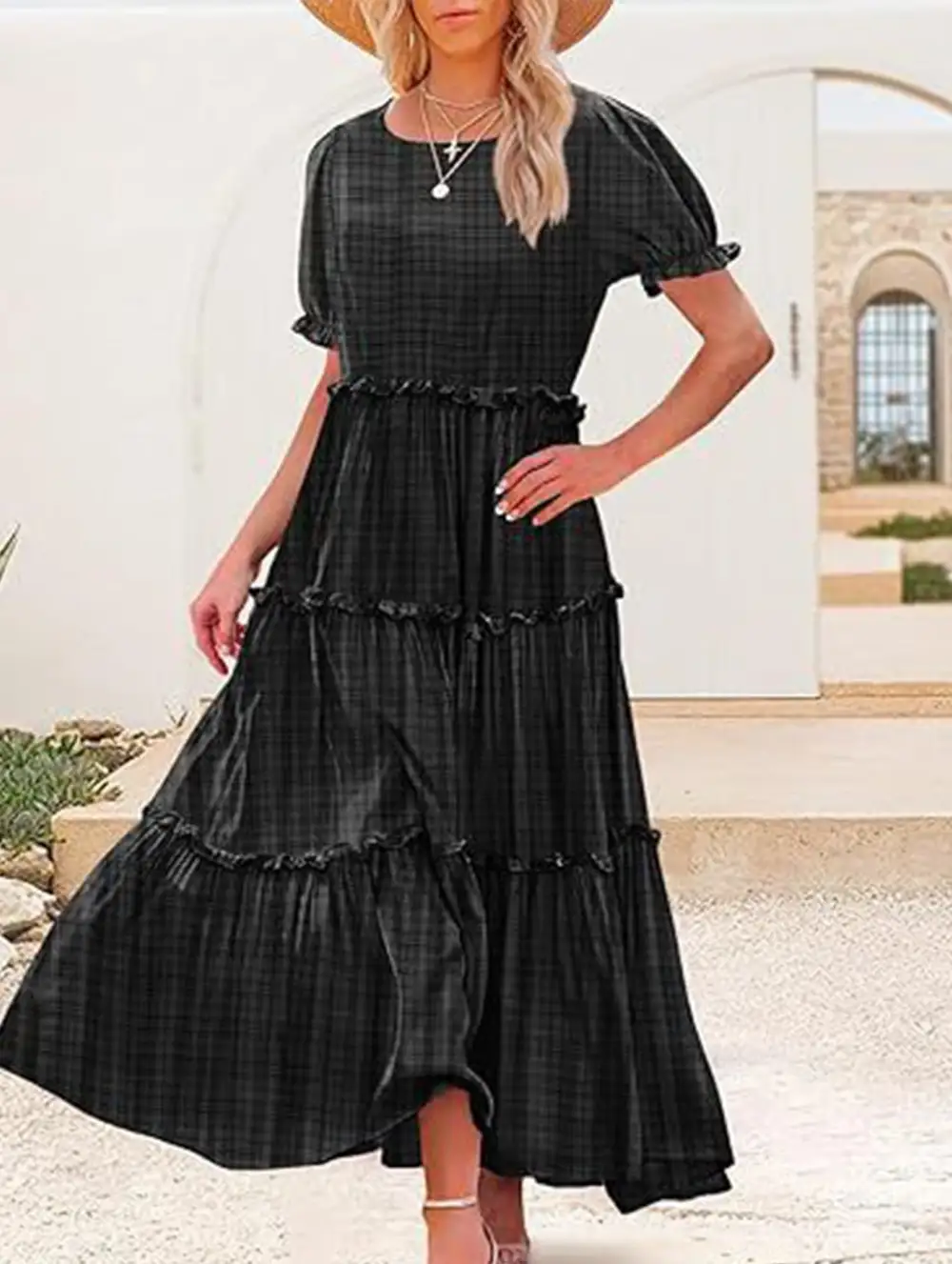 Puff Sleeve Print Mini Dress