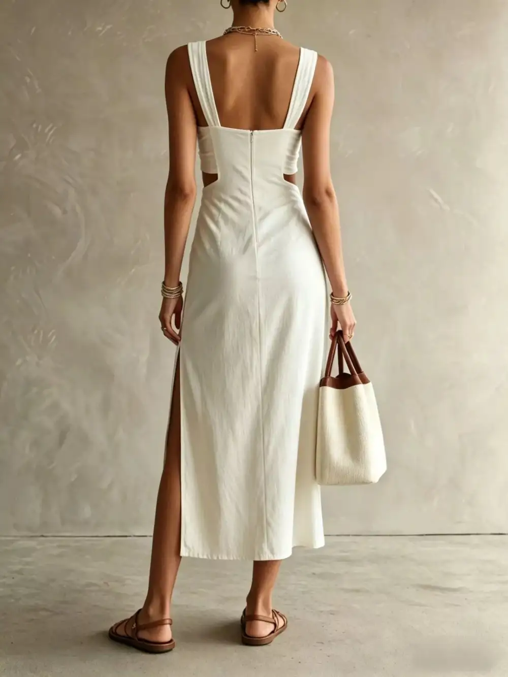 Ruched Cutout Midi Dress