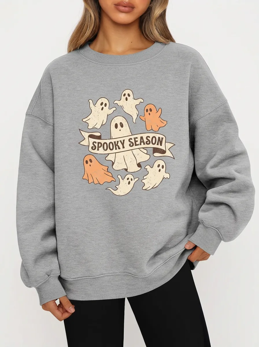 Women's Halloween Spooky Season Ghost Printed sweatshirt