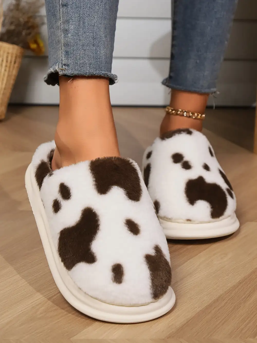 Print Faux Slippers