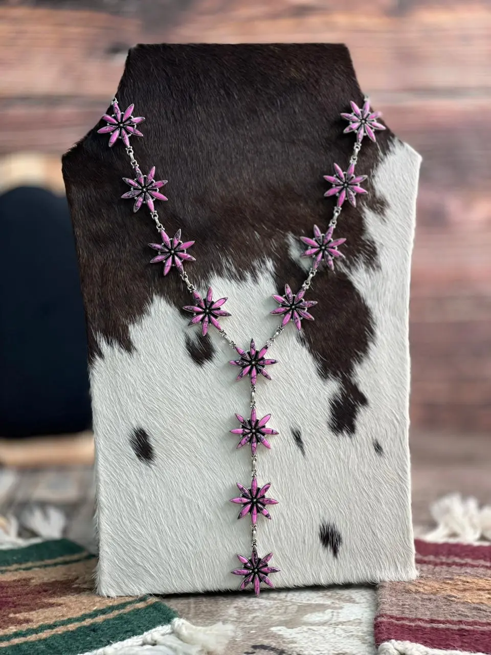 Star Floral Drop Sterling Silver Necklace