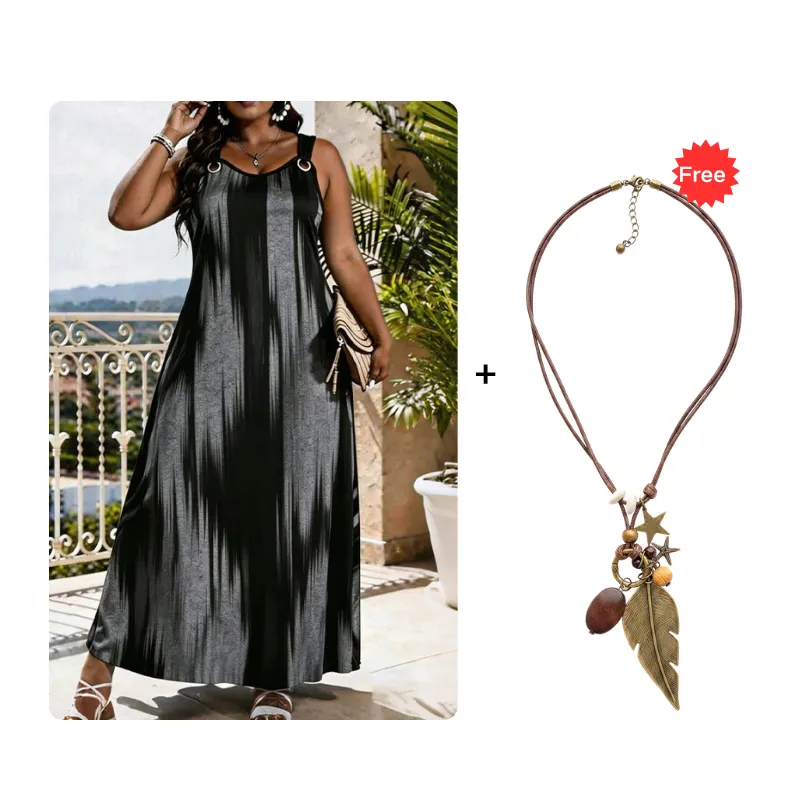 ⌛Limited-Time Offer-Women's Plus Size Sleeveless Striped Dress