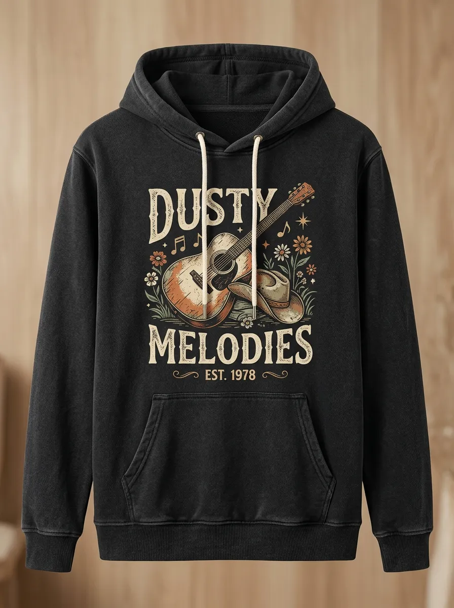 Americana Guitar Cowboy Country Music Graphic Hoodie