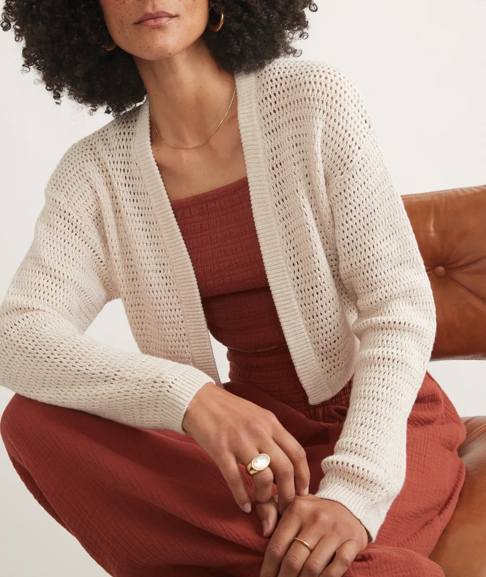 Longline Openwork Knit Cardigan