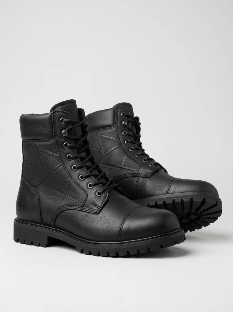 Unisex Casual Geometric Pattern Embossed Print Work Boots