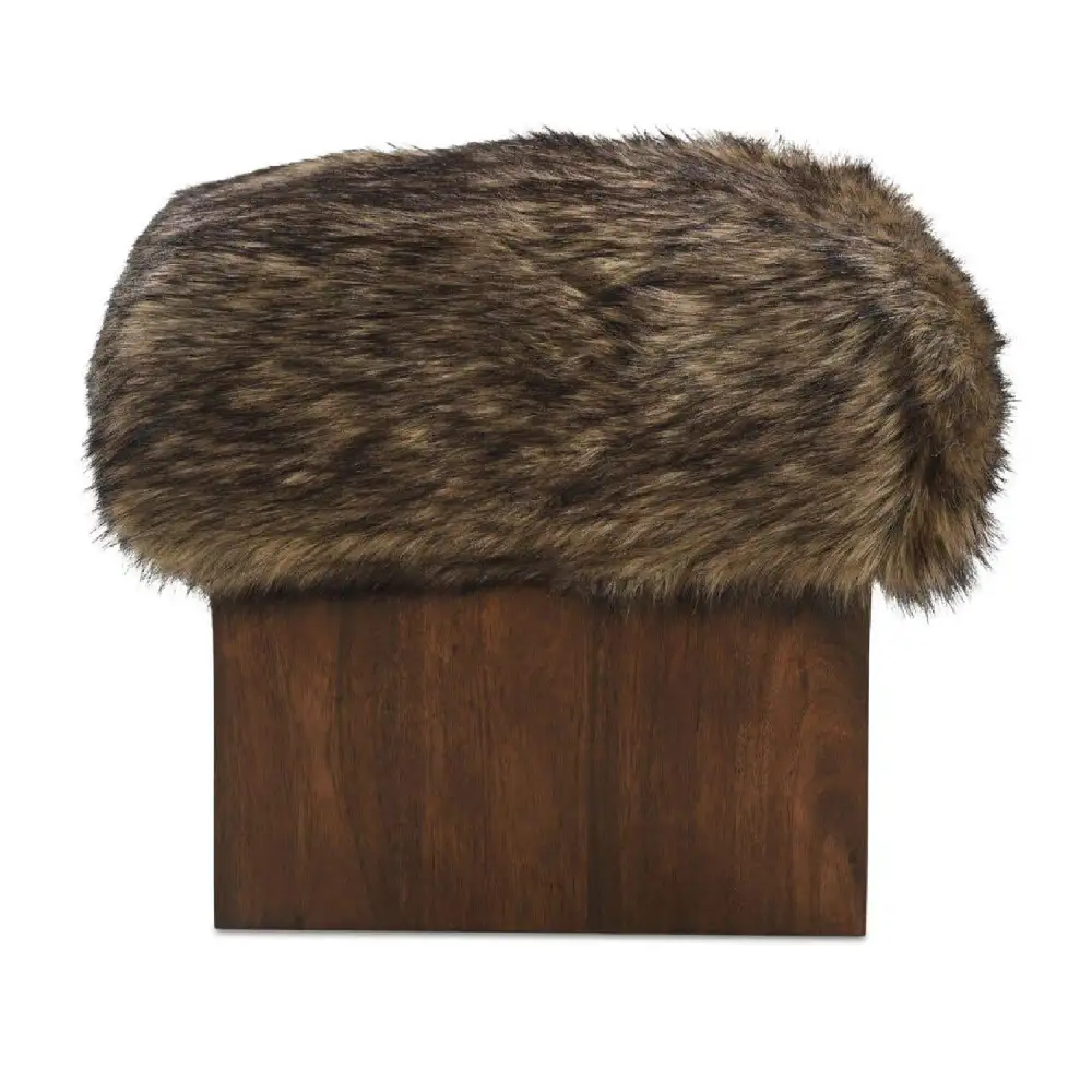 Mango Wood Base Ottoman