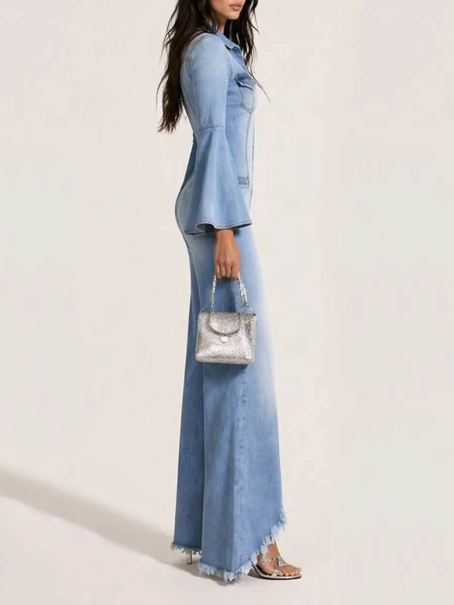 Aspen Casual Single-Breasted Denim Jumpsuit