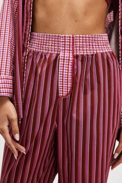 Soft Striped Wide Leg Pants