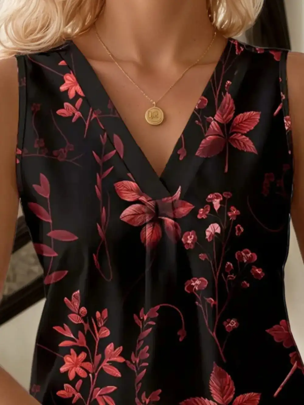 Printed V-Neck Tank