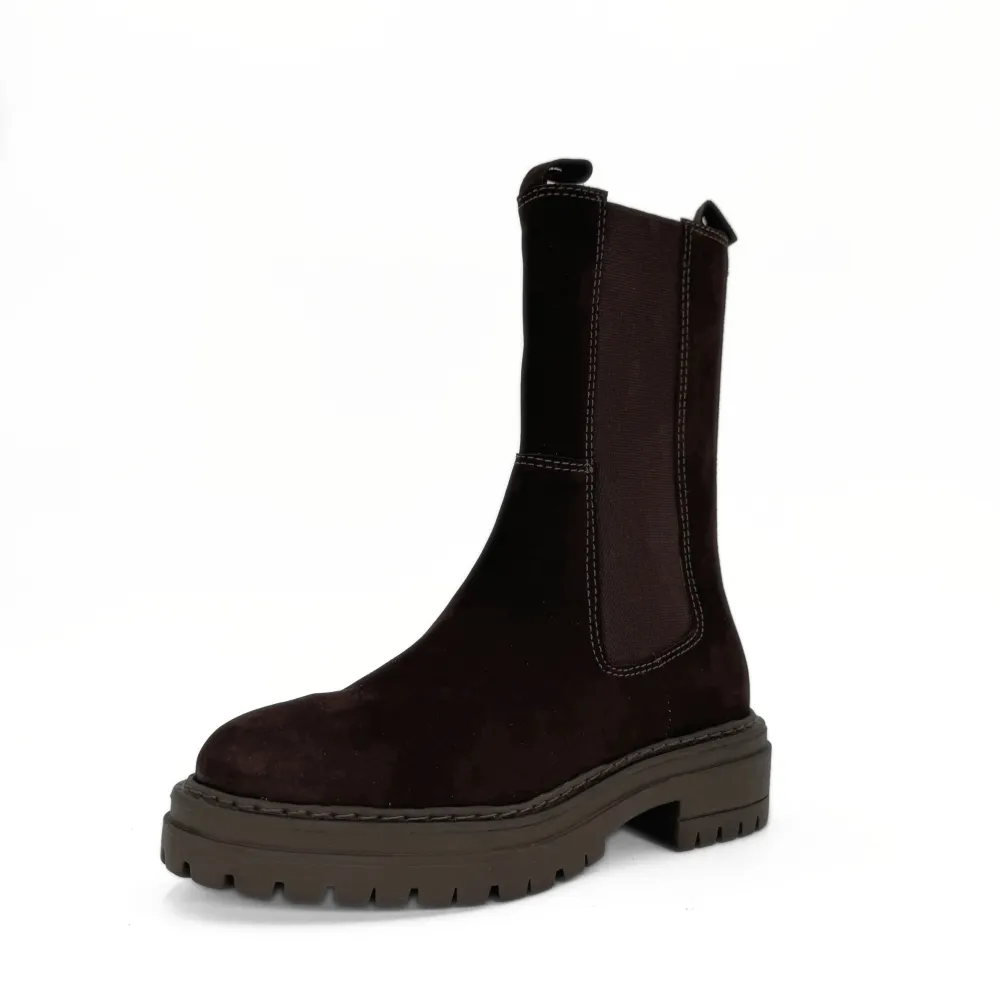 Nubuck Stretch Lug Sole Ankle Boots