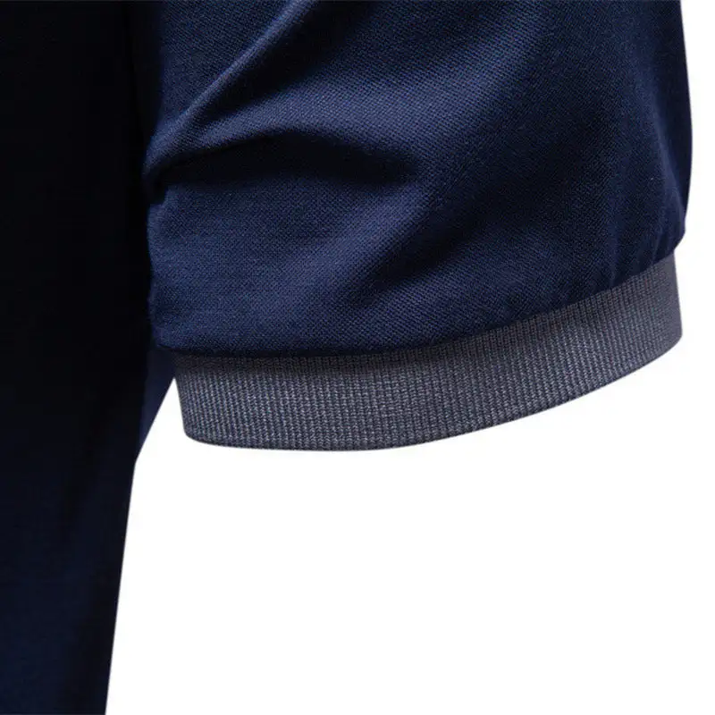 Ribbed Contrast Trim Cotton Polo Shirt