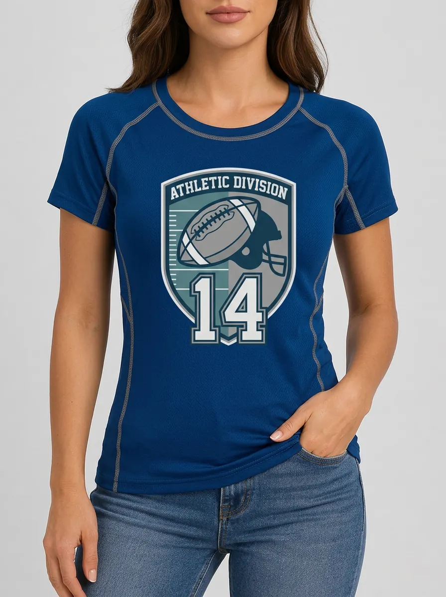 Women's Football Fan Athletic Division 14 Printed T-shirt