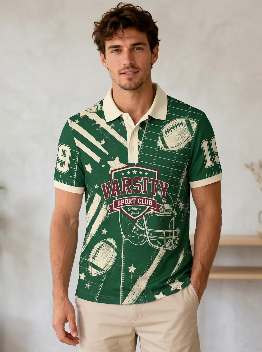 Men's Football Varsity Sport Club Polo Shirt