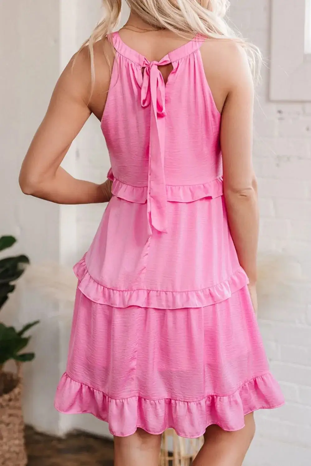 Layered Tie Waist Tie Detail Dress