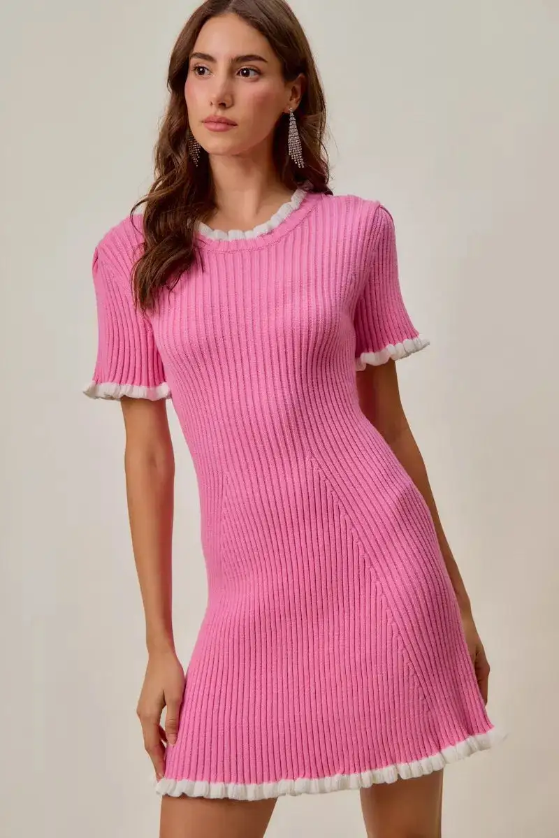 Ruffled Knit Mini Dress