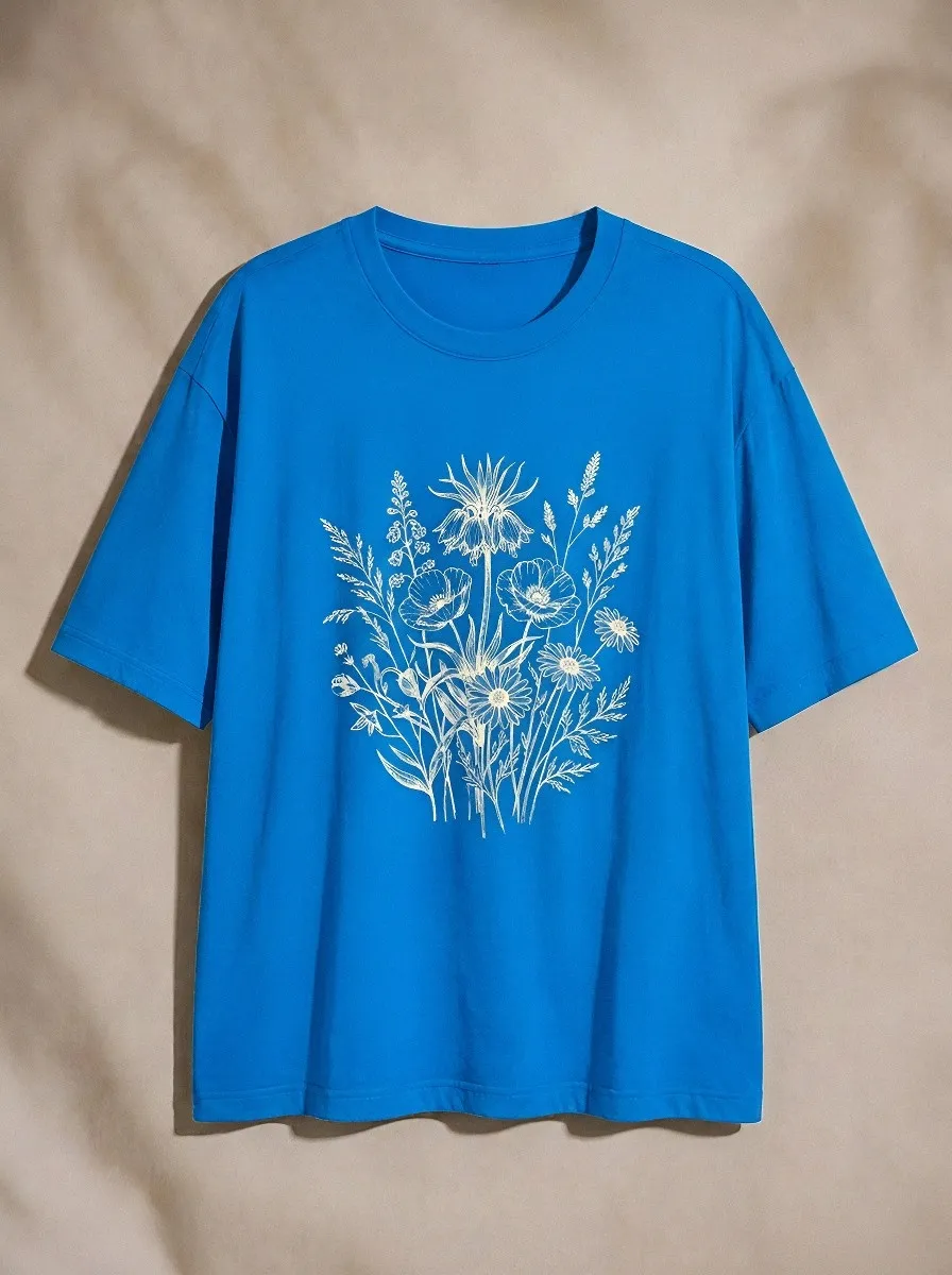 Unisex Nature Lover Wildflower Bouquet Printed T-shirt