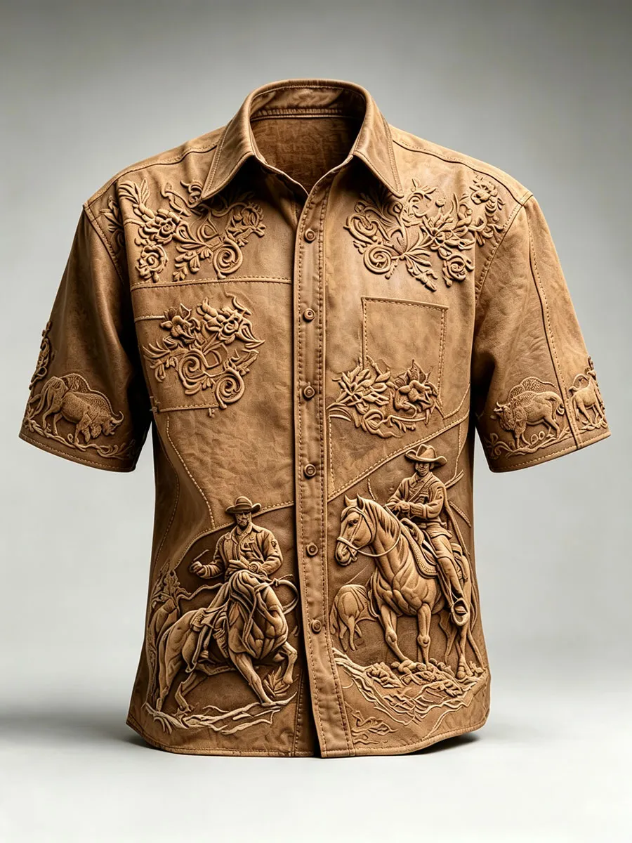 Men'S Western-Style Printed Shirt