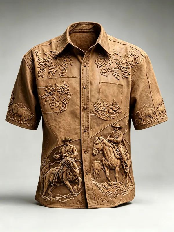 Men'S Western-Style Printed Shirt