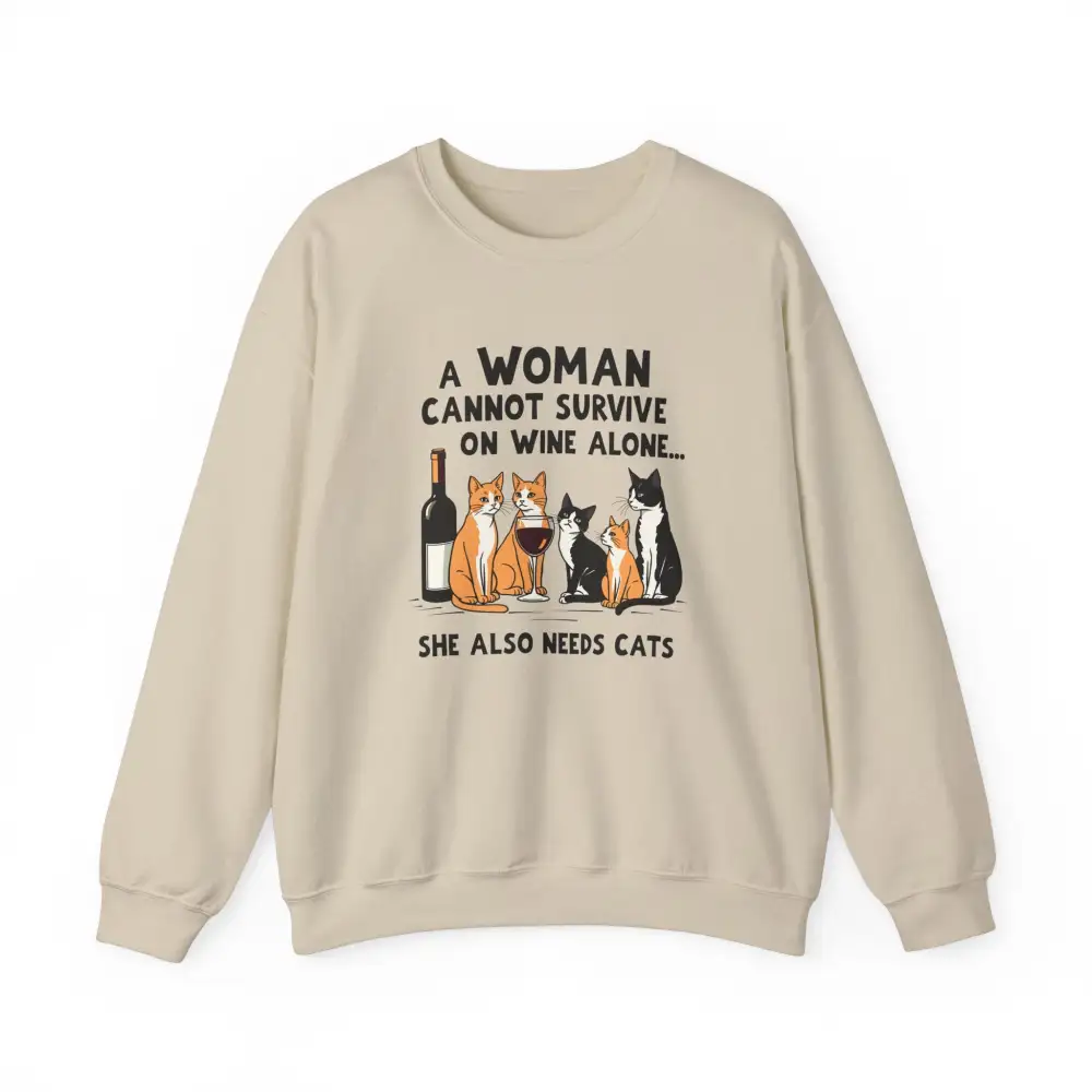 Wine Cats Graphic Crewneck Sweatshirt
