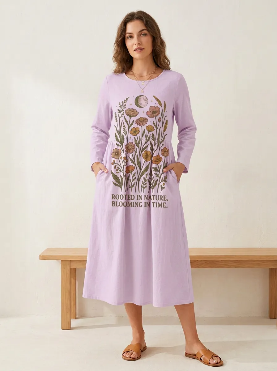 Botanical Moon Floral Rooted In Nature Dress