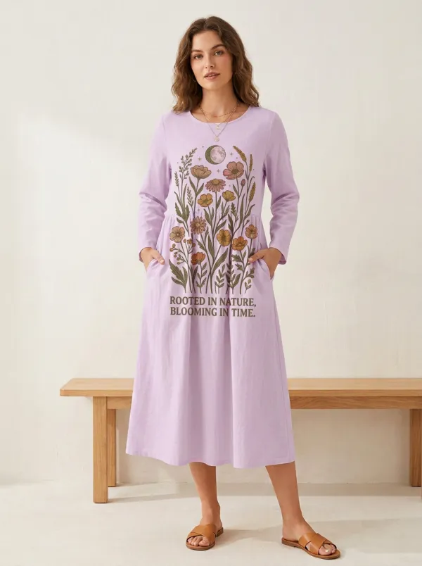 Botanical Moon Floral Rooted In Nature Dress