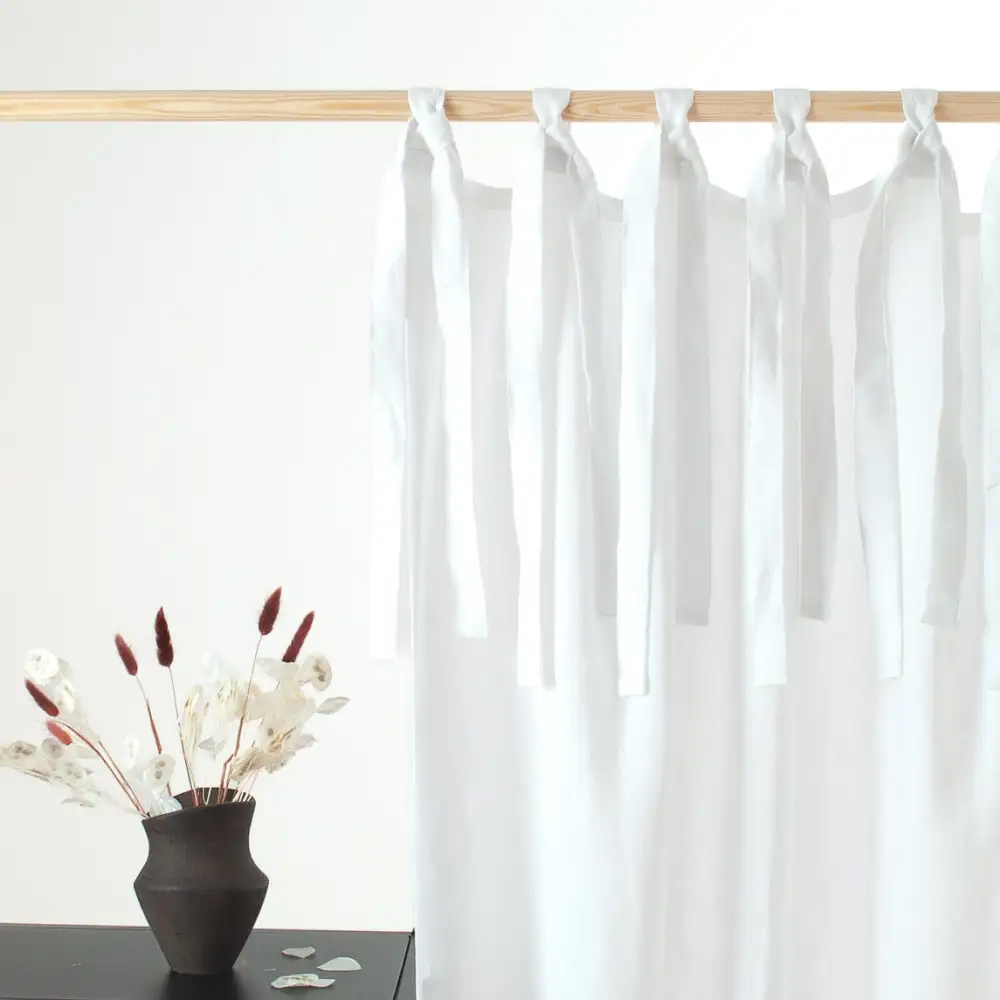 Top Tie Linen Curtain Panel