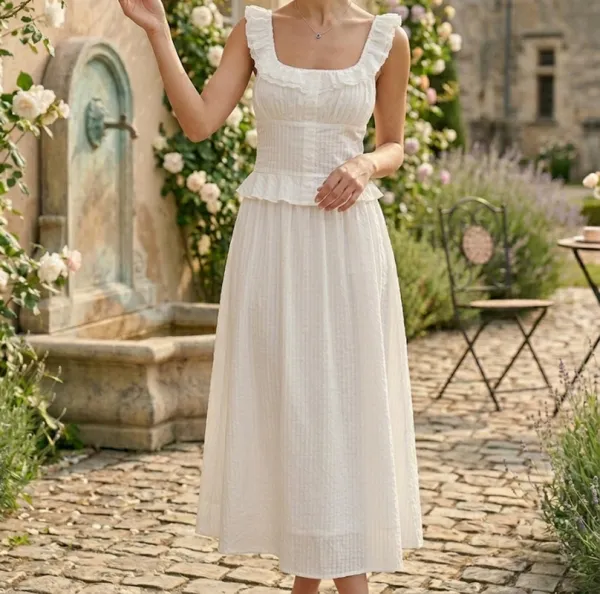 White Solid A Line Midi Skirt