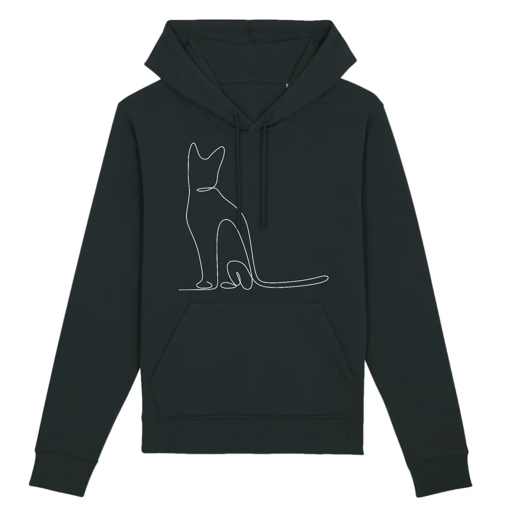 Subtle Cat Graphic Pullover Hoodie