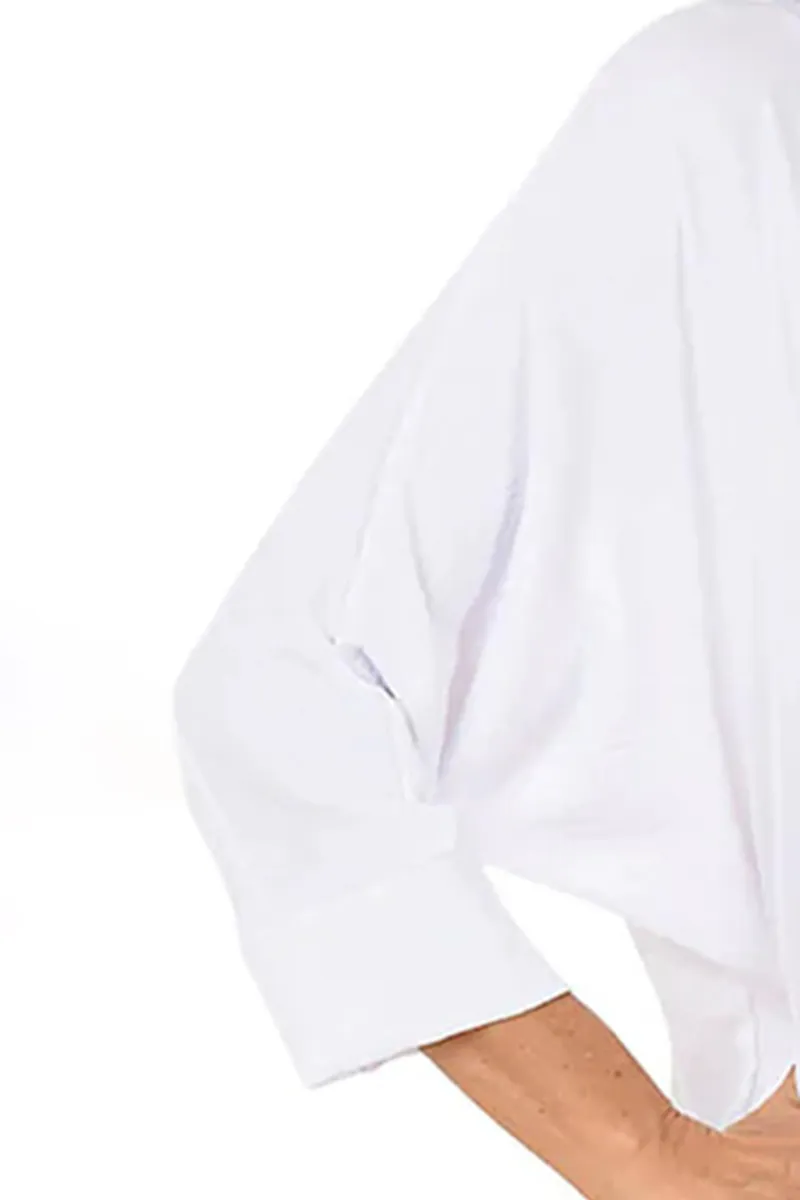 Solid Dolman Sleeve Crinkle Blouse