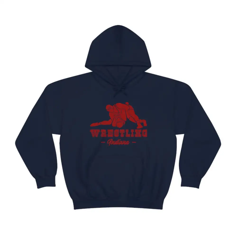 Relaxed Minimal Emblem Wrestling Graphic Pullover Hoodie