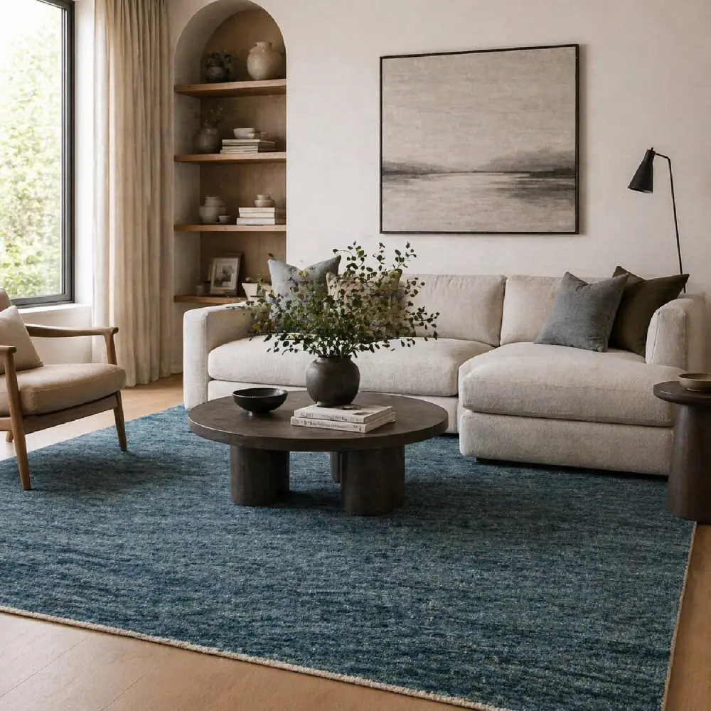 Hand-Knotted Wool Fringed Carpet