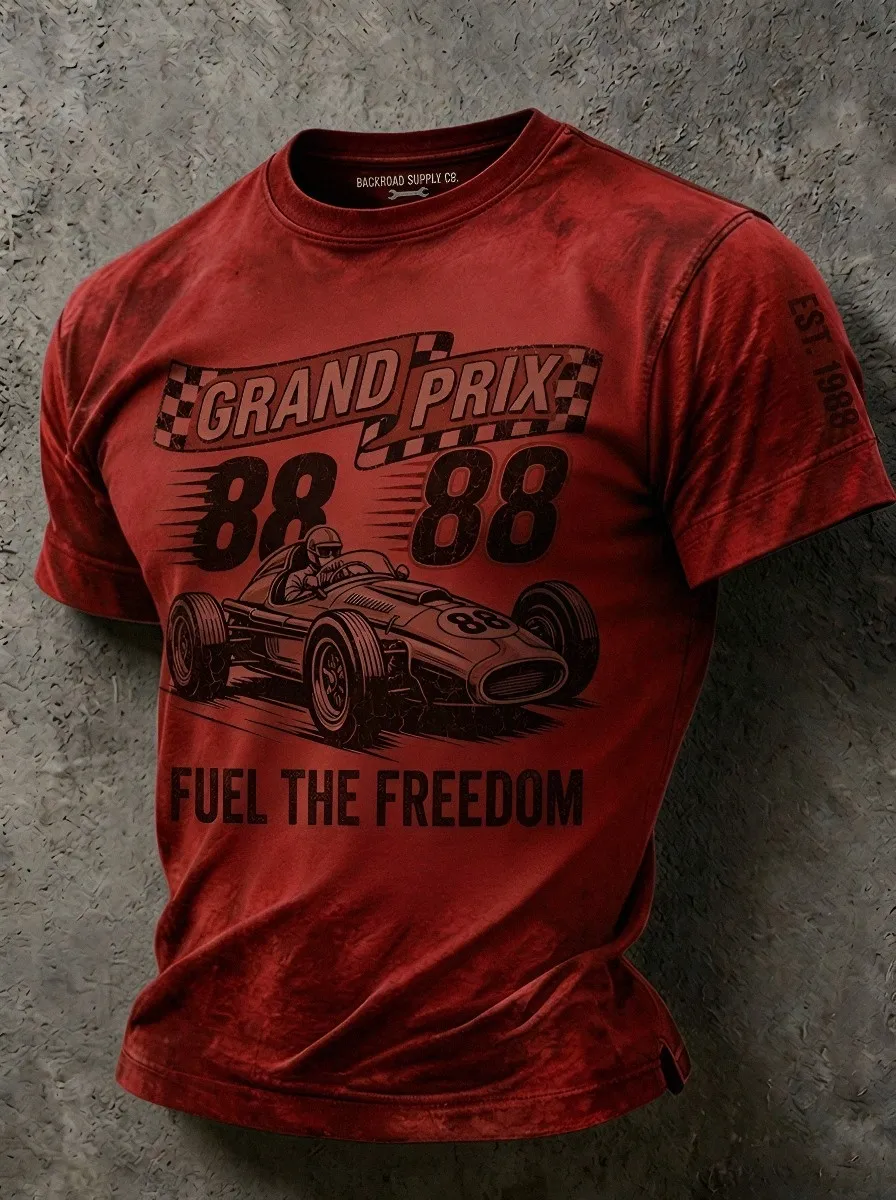 Men's Grand Prix Racing 88 Vintage Car Printed T-shirt