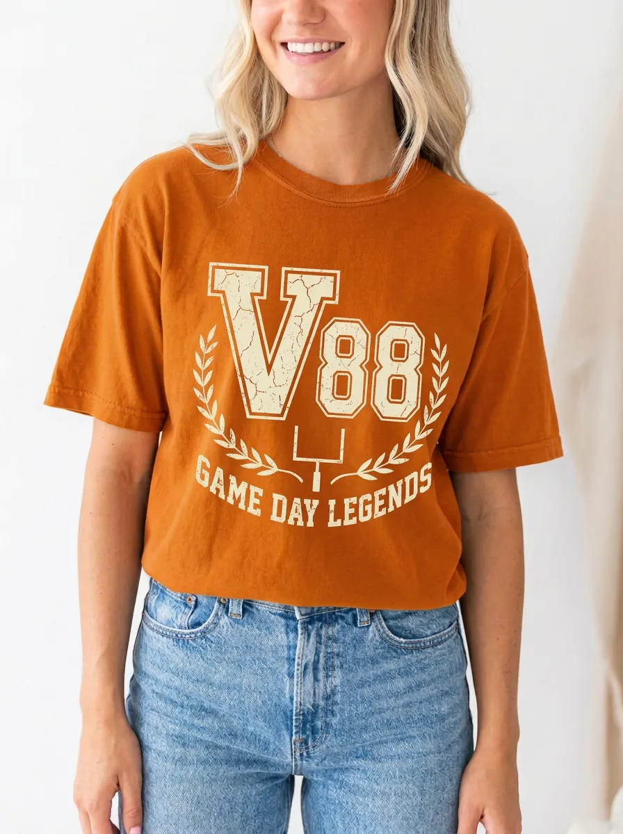 Women's Football Fan V88 Game Day Legends Printed T-Shirt