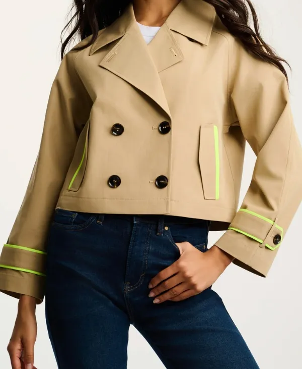Neon Trim Cropped Trench