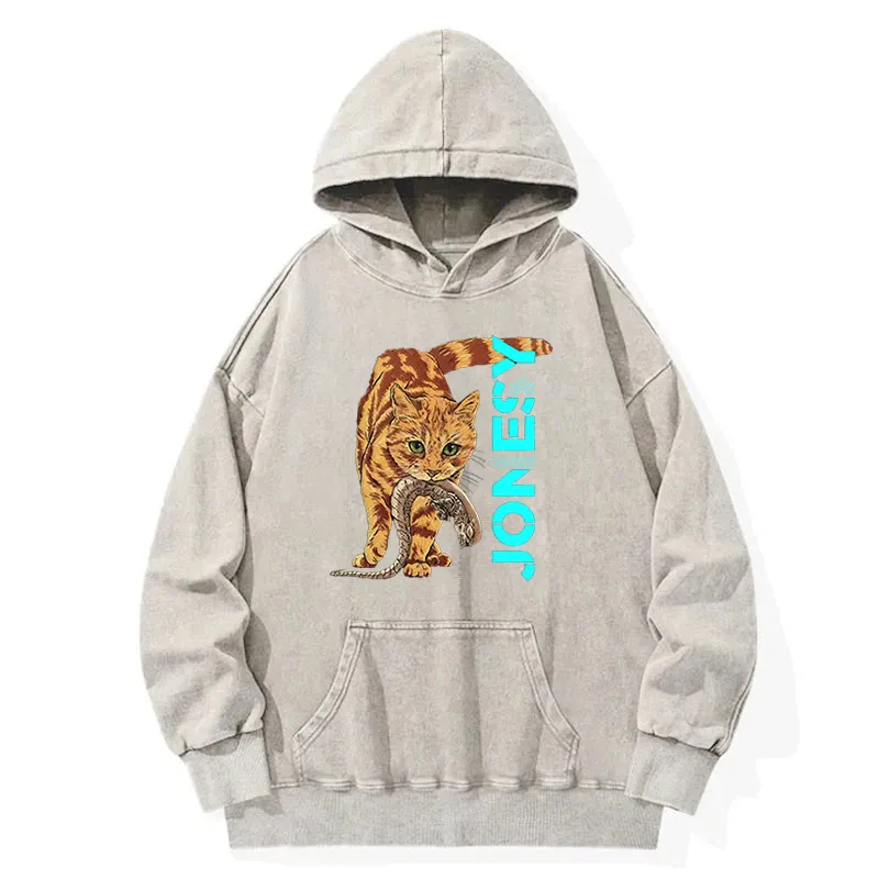 Cat Cames In Silence Washed Hoodie