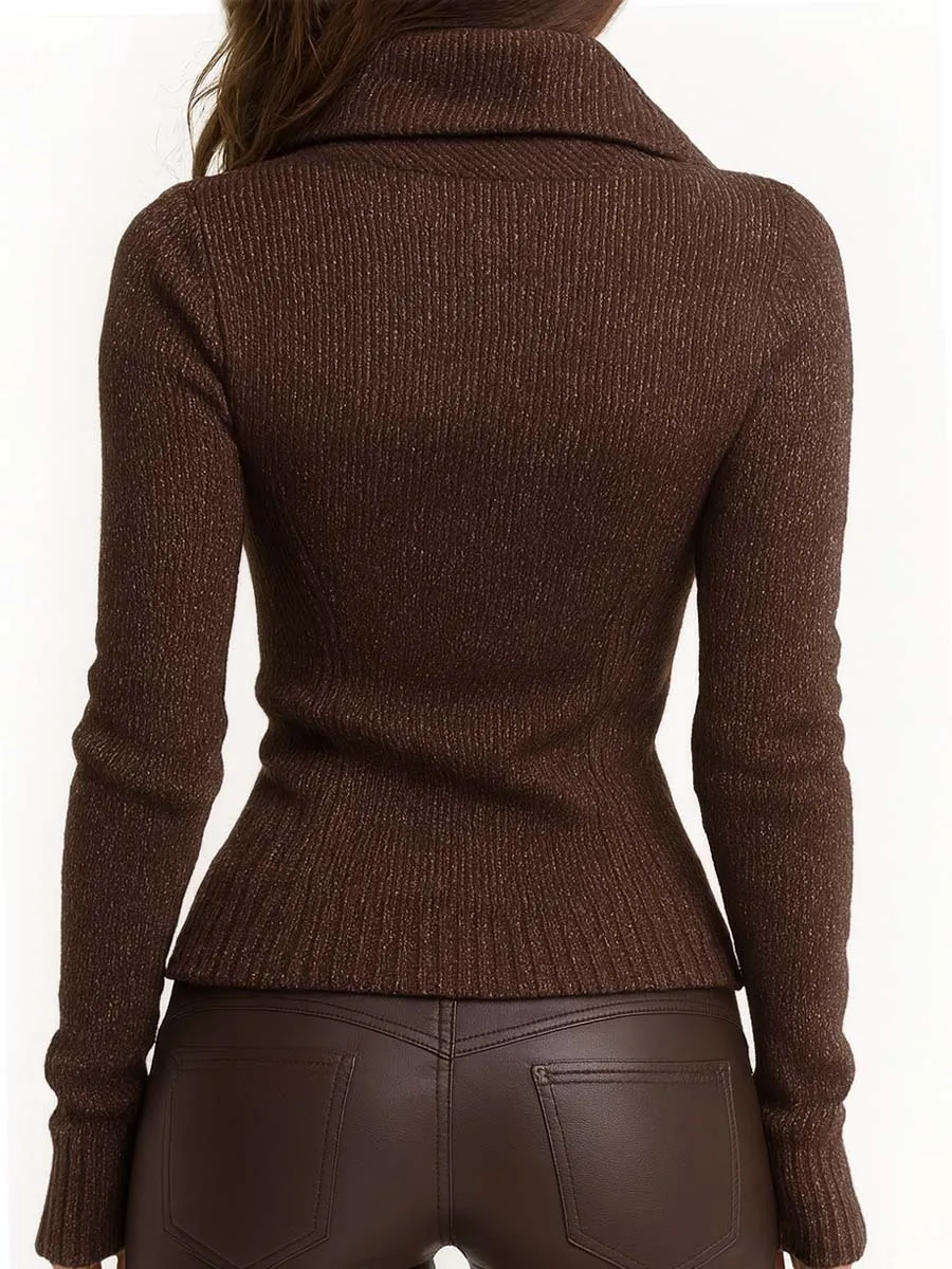 Asymmetrical Ribbed Knit Jacket