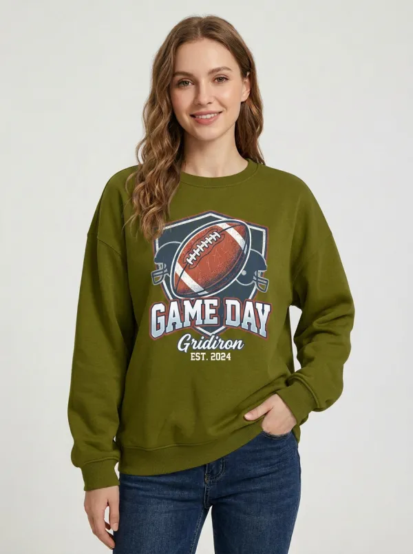 Women's Football Lover Game Day Gridiron Graphic Sweatshirt