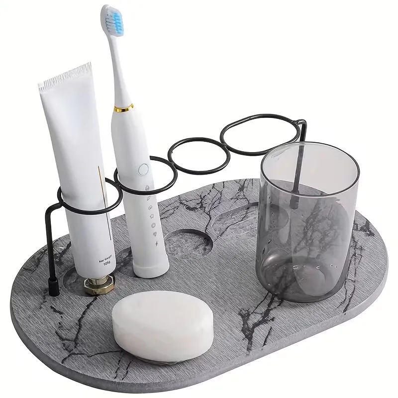 Marble Bathroom Toothbrush & Toiletry Holder