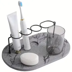Marble Bathroom Toothbrush & Toiletry Holder