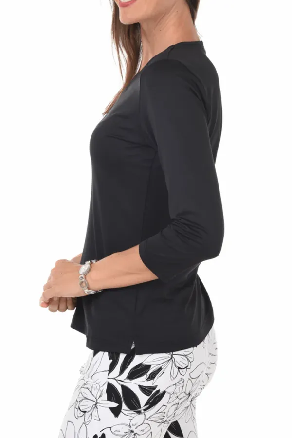 Nylon Silky V-Neck Solid Tee
