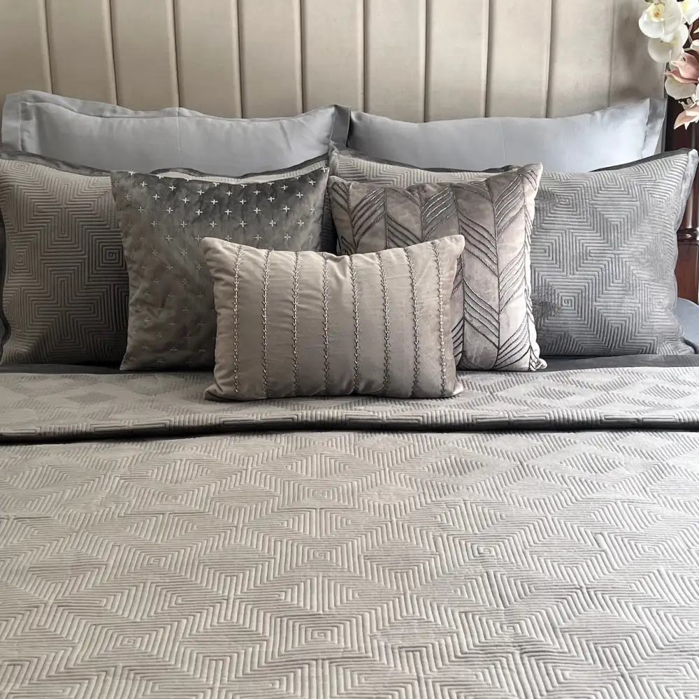 Dark Grey Velvet Bedspread